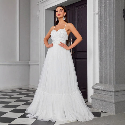 Women White Dress | Small Train Dress Flowy Skirt | noémi