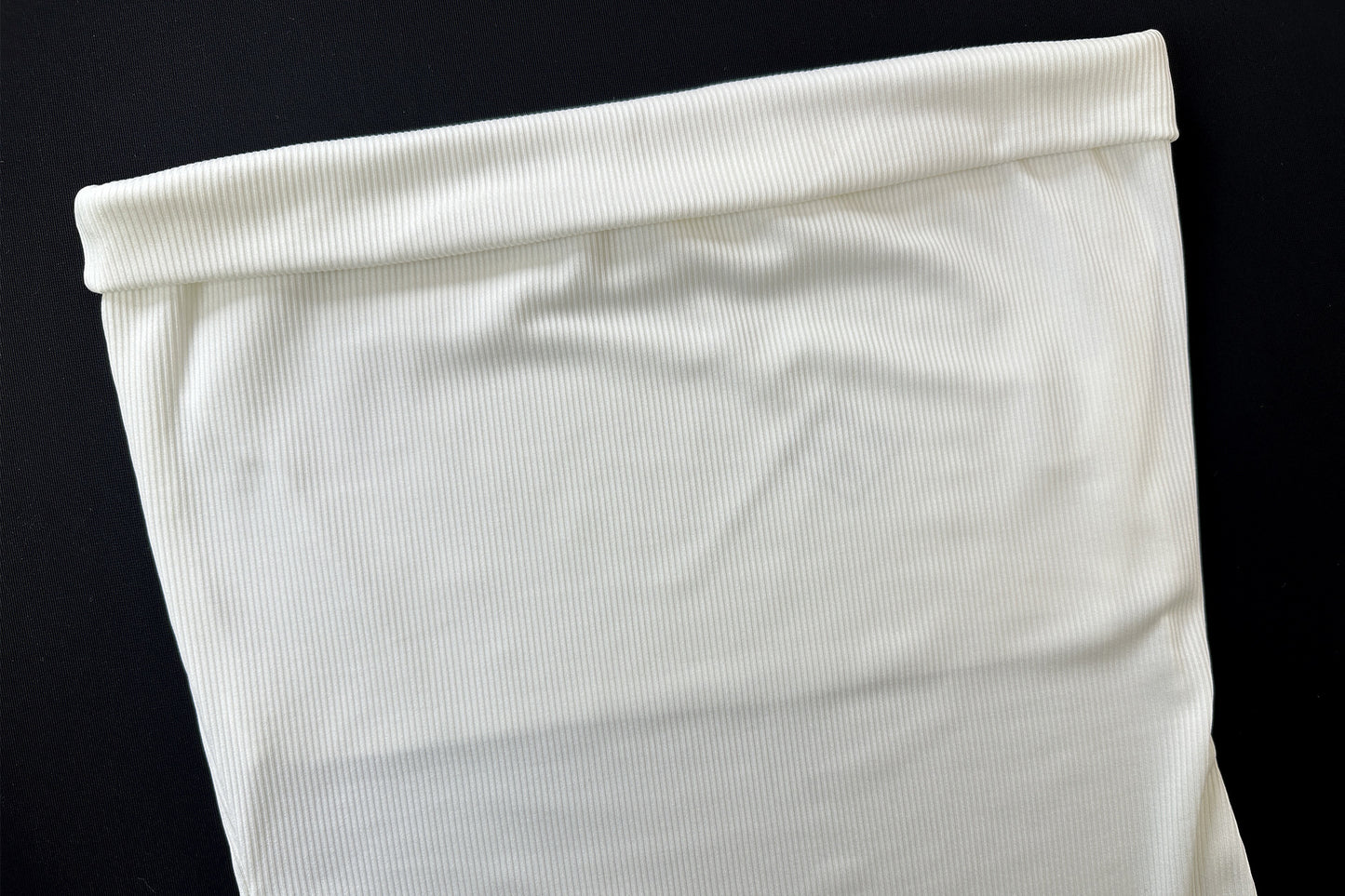 White Strapless Flowy Bandeau Top | Soft Ribbed Tube Top with Flared Hem | noémi