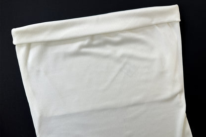 White Strapless Flowy Bandeau Top | Soft Ribbed Tube Top with Flared Hem | noémi