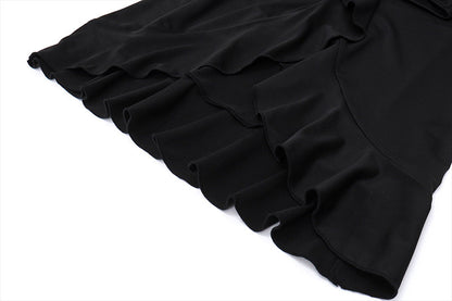 Ruched Tie Waist Ruffle Skirt | Flowy Midi with Side Slit & Adjustable Fit | noémi