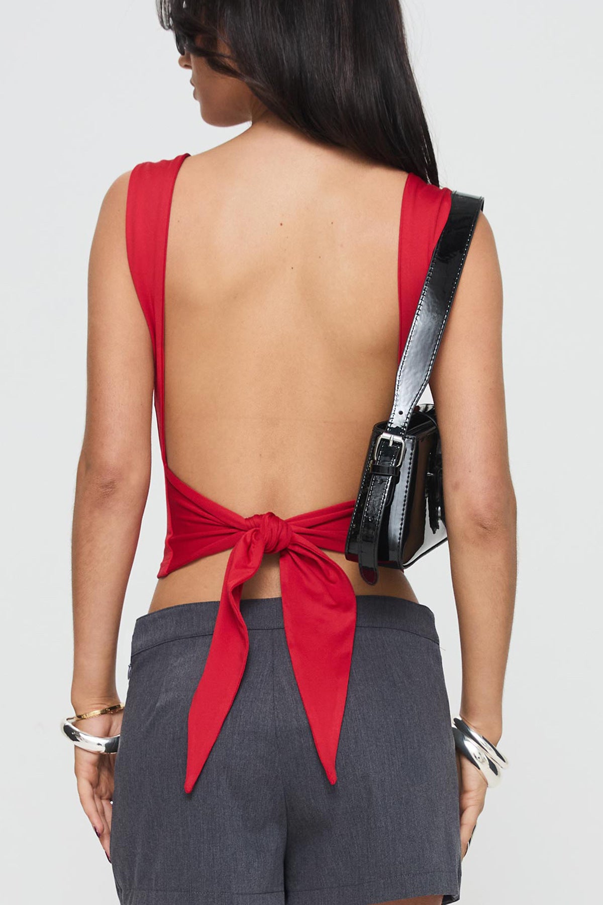 Lace Up Backless Sling Top with Slim Fit and Cropped Length | noémi