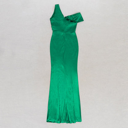 One Shoulder High Slit Long Dress in Solid Tone | noémi