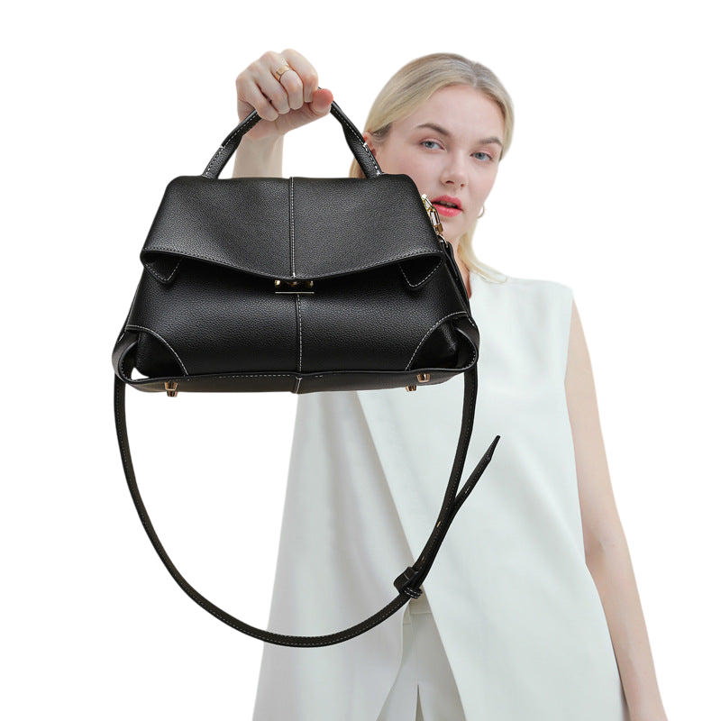 Textured Brown Shoulder Tote – Light Luxury French-Style Handbag | noémi