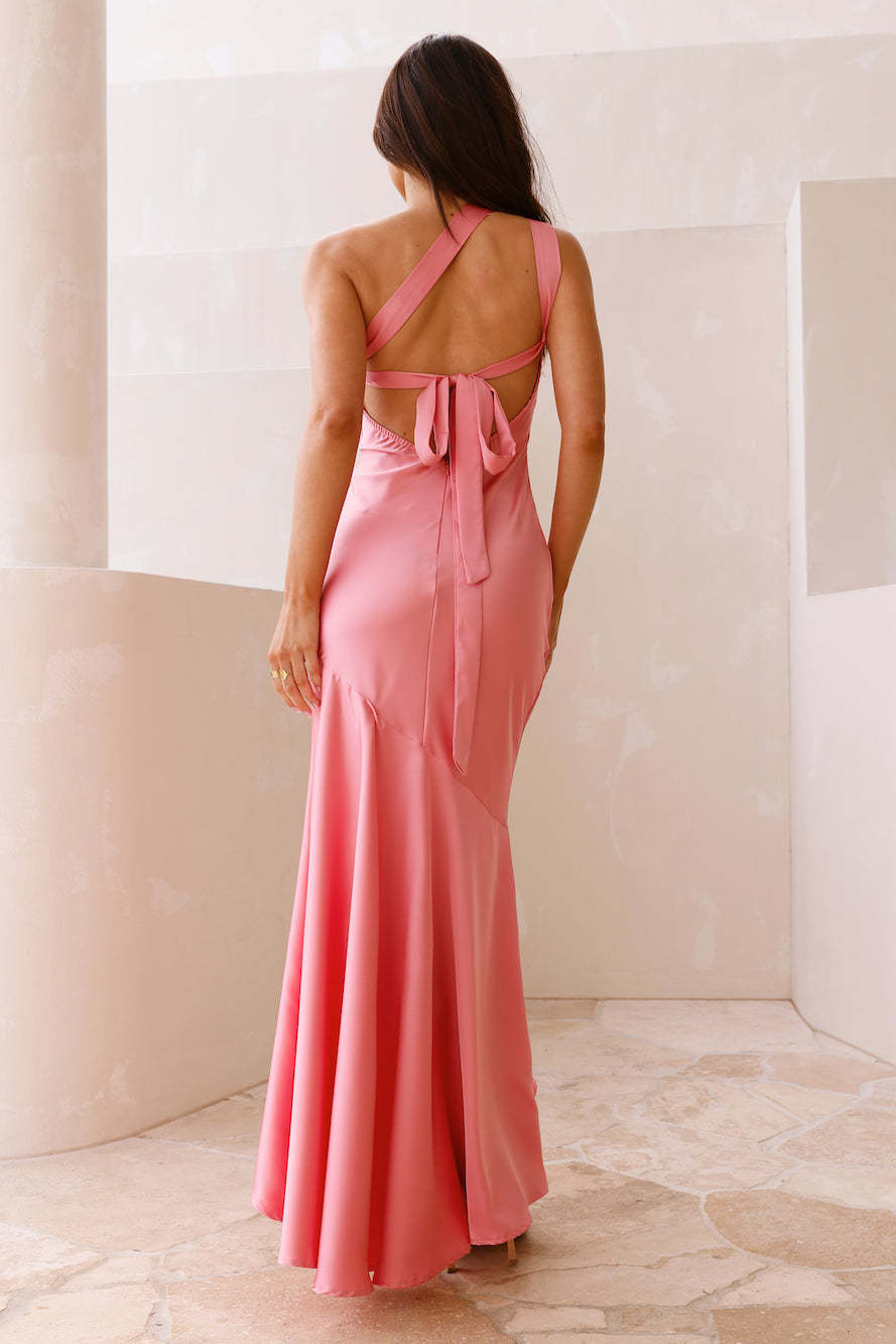 One Shoulder Lace Up Back Fishtail Maxi Dress | Slim Fit | noémi