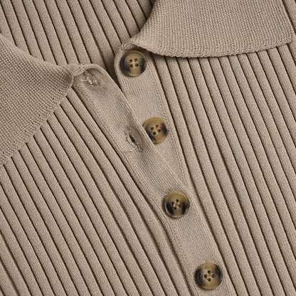 Ribbed V Neck Cardigan for Women | Slim Fit, Wool Blend, Button Down Long Sleeve Top | noémi