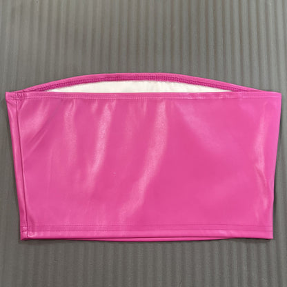 Womens Printed Faux Leather Bandeau Top | Off Shoulder Strapless Vest | noémi