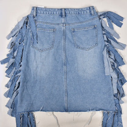 Trendy Tassel Denim Skirt for Women | Distressed Washed Look | noémi