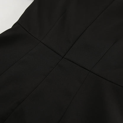 Long Sleeve V Neck Slim Fit Dress with Pleated Waist and Side Slit | noémi