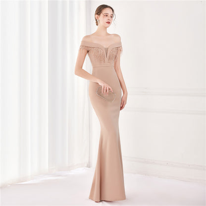 Off Shoulder Beaded Gown | Formal Long Dress | noémi