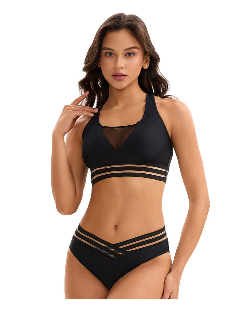 Backless Triangle Ribbon Split Bikini Swimsuit for Women | noémi