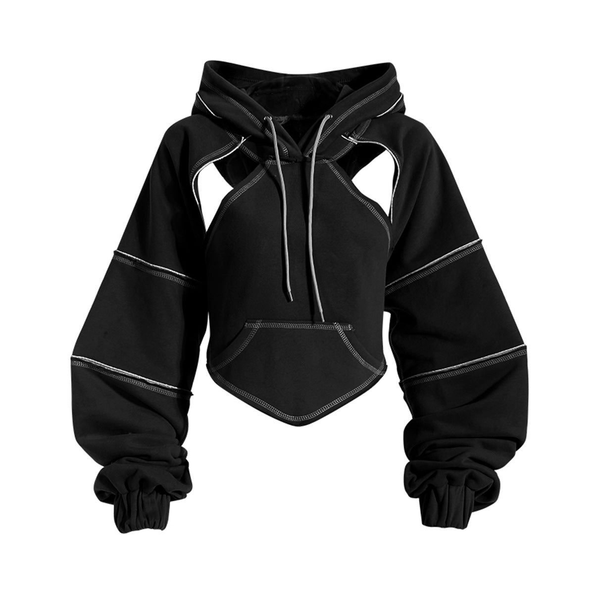 Bright Line Cropped Hoodie for Women | Long Sleeve Waistband Top | noémi