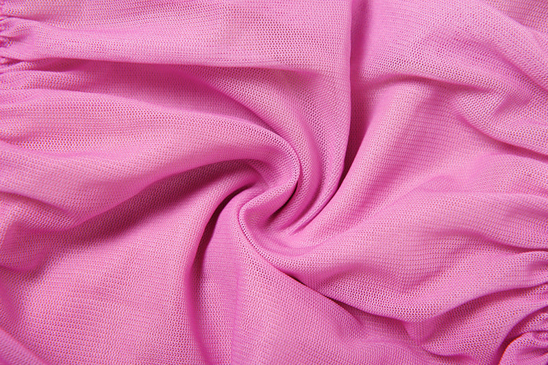 Halter Sheath Dress | Mesh Pleated Bodycon, Ruffle Hem | noémi