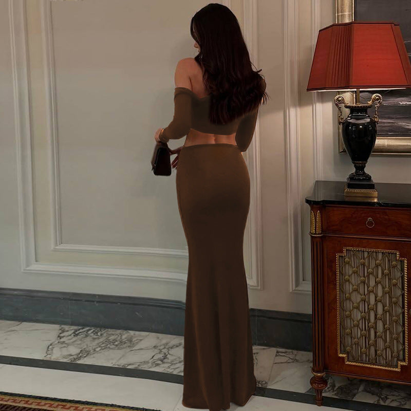 Women’s 2 Piece Set | Off Shoulder Long Sleeve Crop Top &  Maxi Skirt | noémi