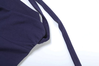 Womens Slim Fit Tube Top Puffy Dress with Halter Lace Up Back | noémi