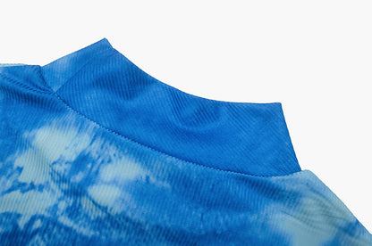 Printed Sheath Dress for Women | Stand Collar Long Sleeve Slim Fit | noémi