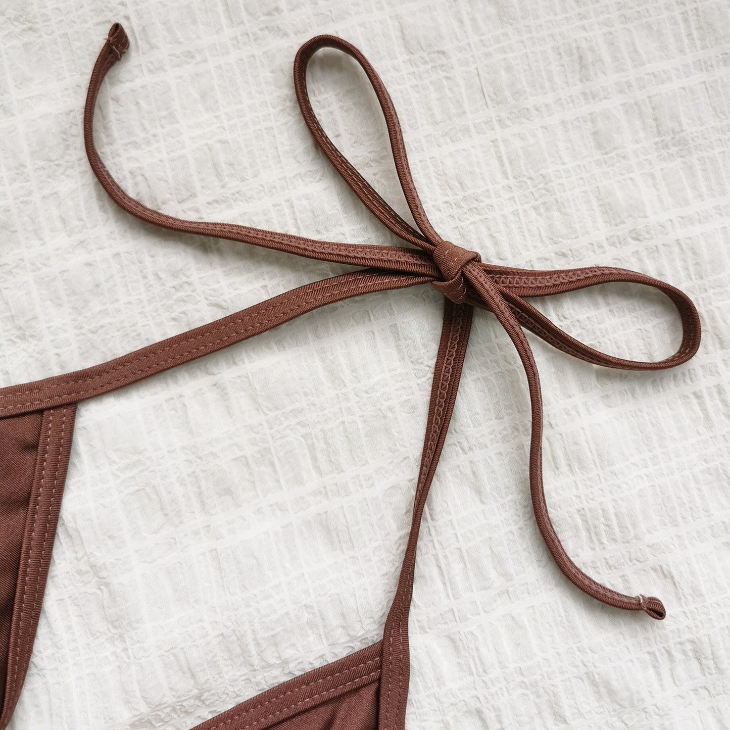 Low Waist Lace Up Split Bikini Set in Solid Color | noémi