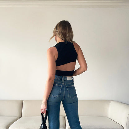 Fitted Cutout Cropped Vest Top with Front Hollow Detail for Women | noémi