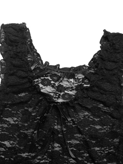 Slim Fit Sheer Lace Vest Top for Layering and Outerwear | noémi