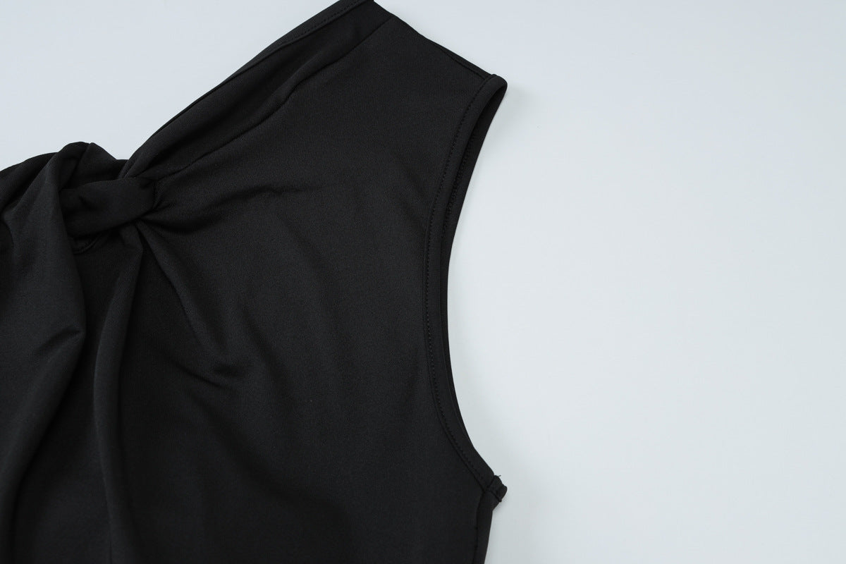 Pleated Sheath Dress with Lace Up Detail and Slim Fit Design | noémi