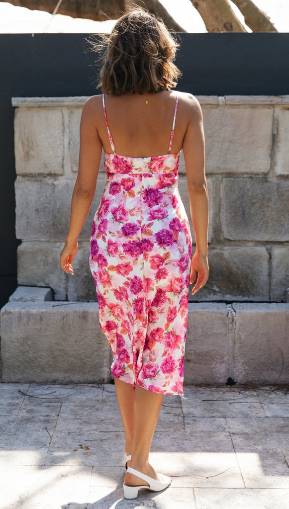 Pink Floral Midi Sundress | Spaghetti Straps | noémi