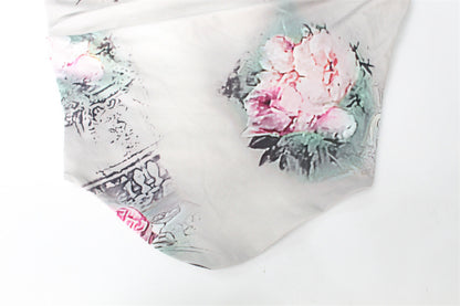 Satin Floral Maxi Dress | Cowl Neck with High Slit Dress | noémi