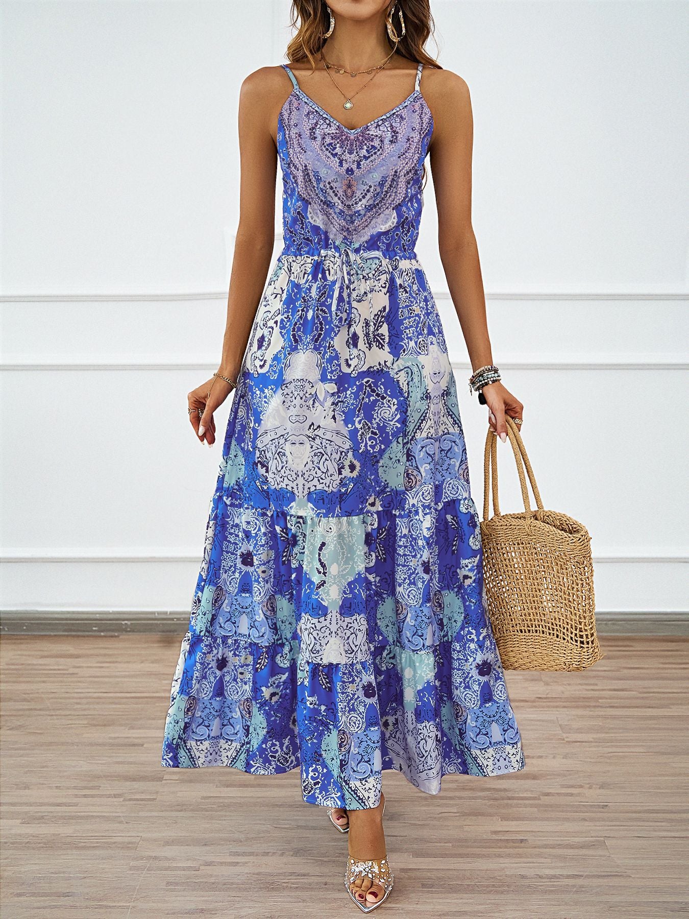 Womens Dress | Strap Backless Loose Fit with Print | noémi