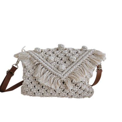 Cotton Thread Beanie Tassel Rice