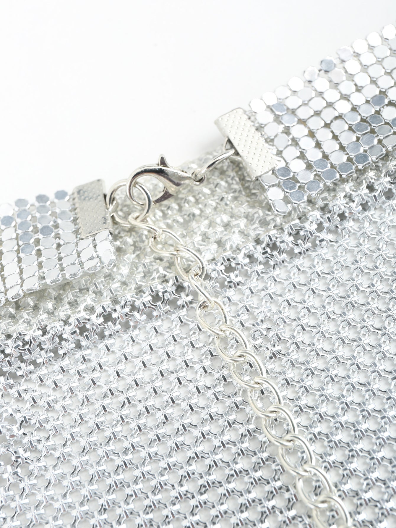 Womens Rhinestone Halter Top | Sparkly Backless Crop Top, Silver Chain | noémi