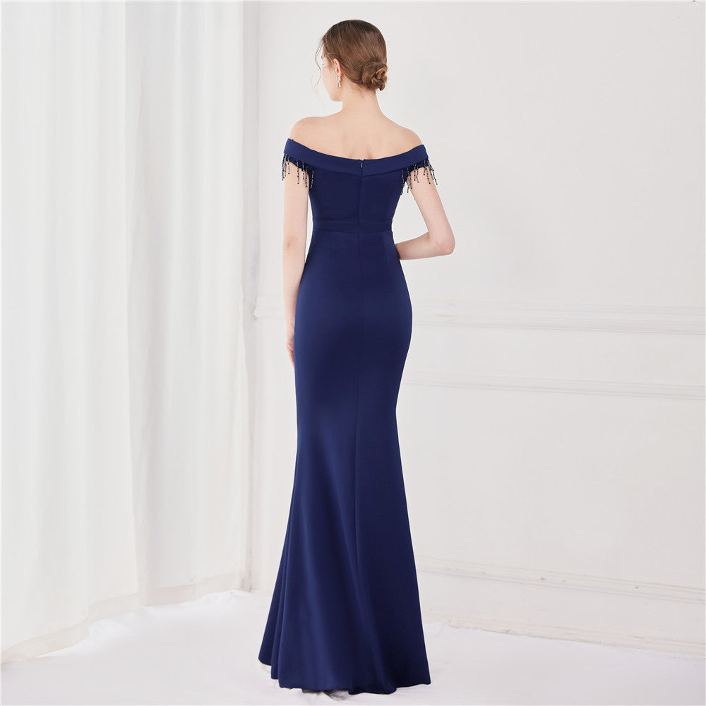Off Shoulder Beaded Gown | Formal Long Dress | noémi