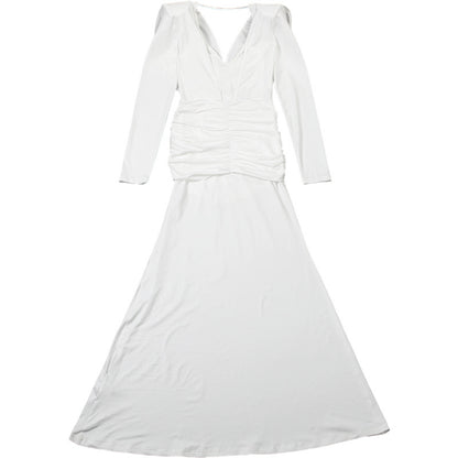 Womens Long Sleeve Pleated Dress with Swing Collar and Backless Design | noémi