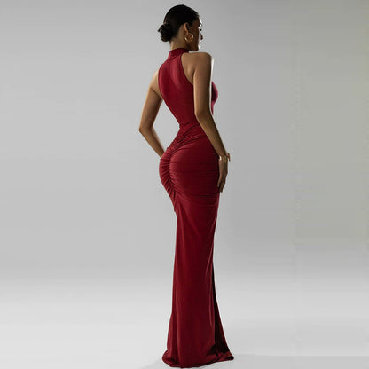 Pleated Sleeveless Maxi Dress | Back Zipper | noémi