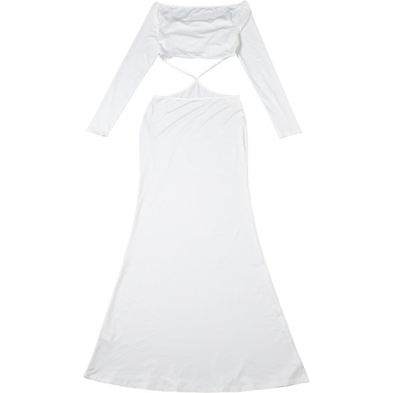 Womens Cutout Off Shoulder Slim Fit Long Sleeve Dress | noémi