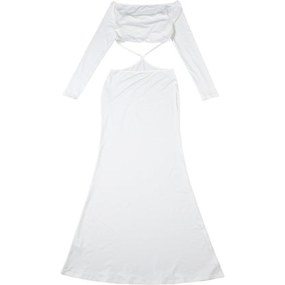 Womens Cutout Off Shoulder Slim Fit Long Sleeve Dress | noémi