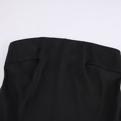 Black Satin Tube Top Dress | High Waist Loose Fit | noémi