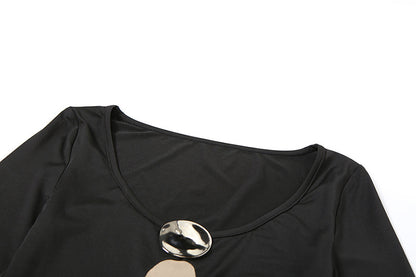 Mesh Patchwork V Neck Sheath Dress with Split Long Sleeves | noémi