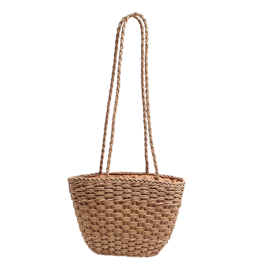 Handmade Straw Shoulder Bag – Woven Boho Beach Tote | noémi