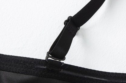 Black Leather Corset Top | Womens Boning Bustier Vest with Adjustable Straps | noémi