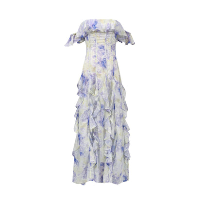 Off Shoulder Ruffled Maxi Dress | Dress with Controlled Waist Flowing Hem | noémi