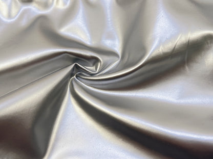 Metallic Faux Leather Corset Top | Silver ZipUp Boned Tube Top with Off Shoulder Detail | noémi