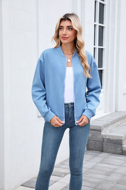Womens Varsity Jacket | Solid Color Zip Up Sweatshirt | noémi