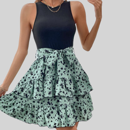 Sleeveless Printed Tiered Vest Dress With Lightweight Fit For Women | noémi