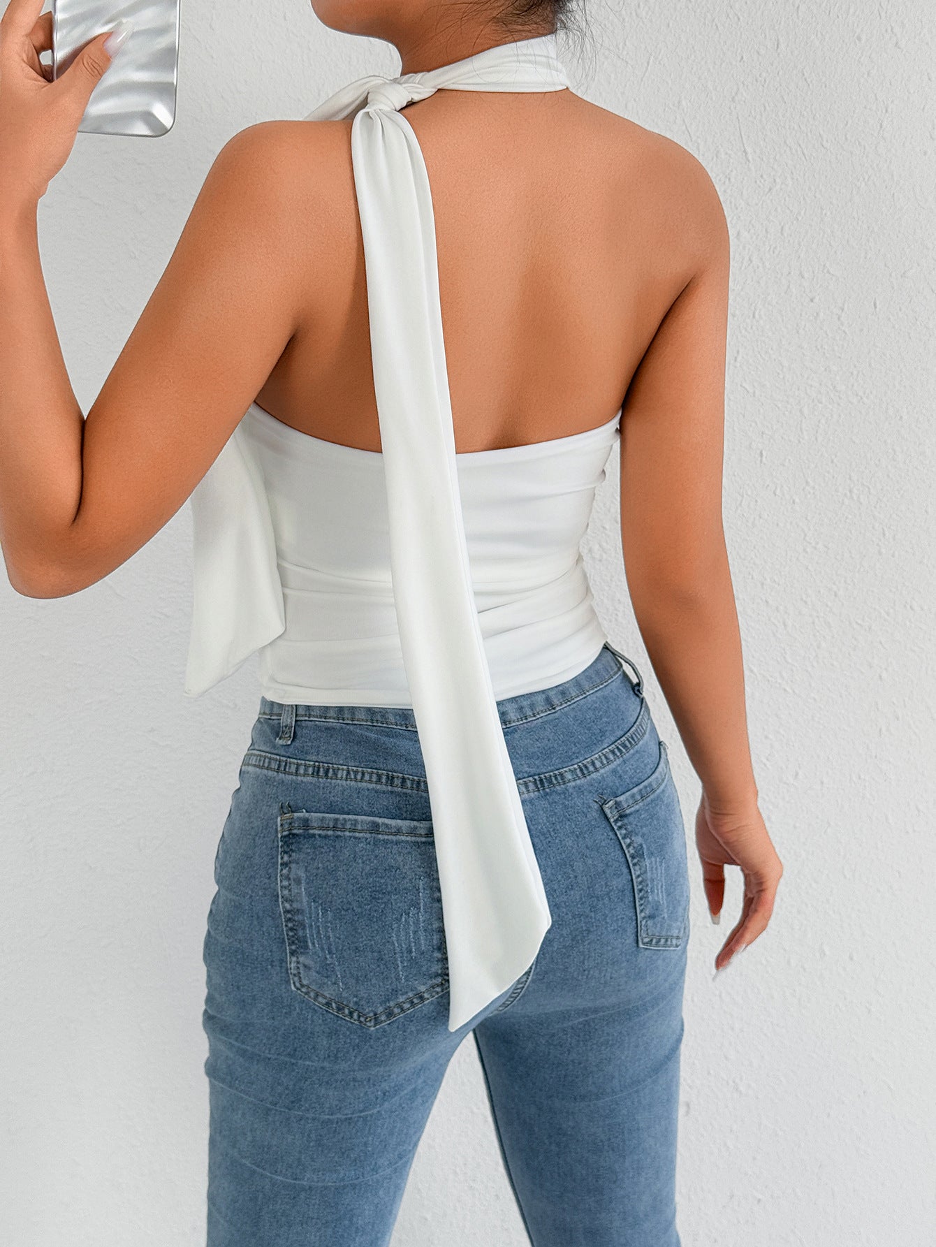 Sleeveless Crop Top for Women | Backless Halter Neck | Tight Bandage Style T Shirt | noémi