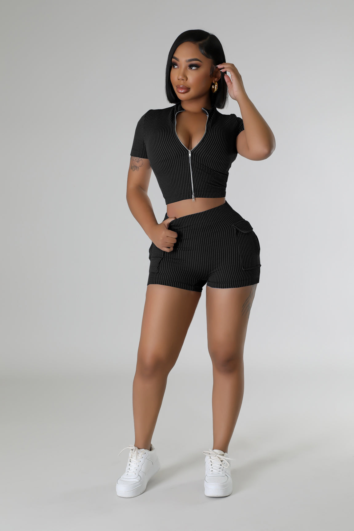 Womens Zip Up Suit | Two Way Zipper Bodycon Fit | noémi