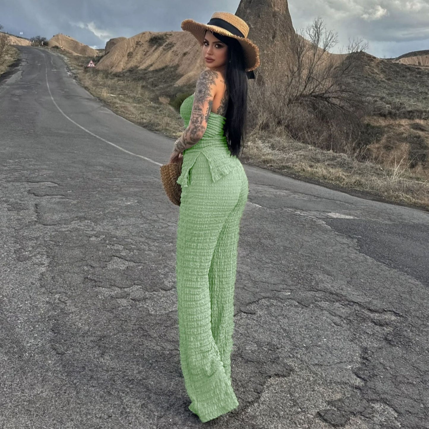 Summer Women's Two Piece Set | Off Shoulder Tube Top & Slim Fit Trousers | noémi