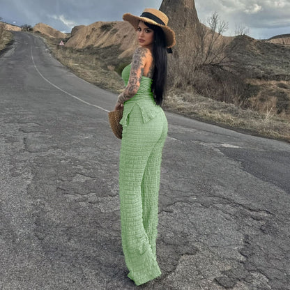 Summer Women's Two Piece Set | Off Shoulder Tube Top & Slim Fit Trousers | noémi