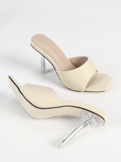 Clear Stiletto Heel Slippers | Peep Toe SlipOn Sandals for Women | noémi