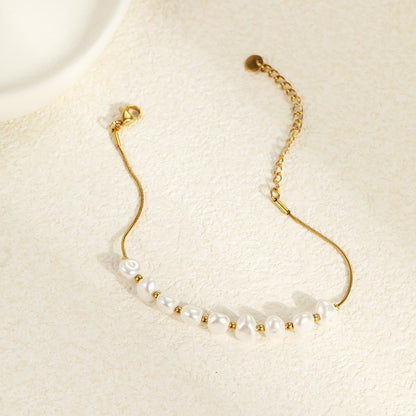 Baroque Pearl Bracelet & Earrings Set | Stainless Steel Jewelry | noémi