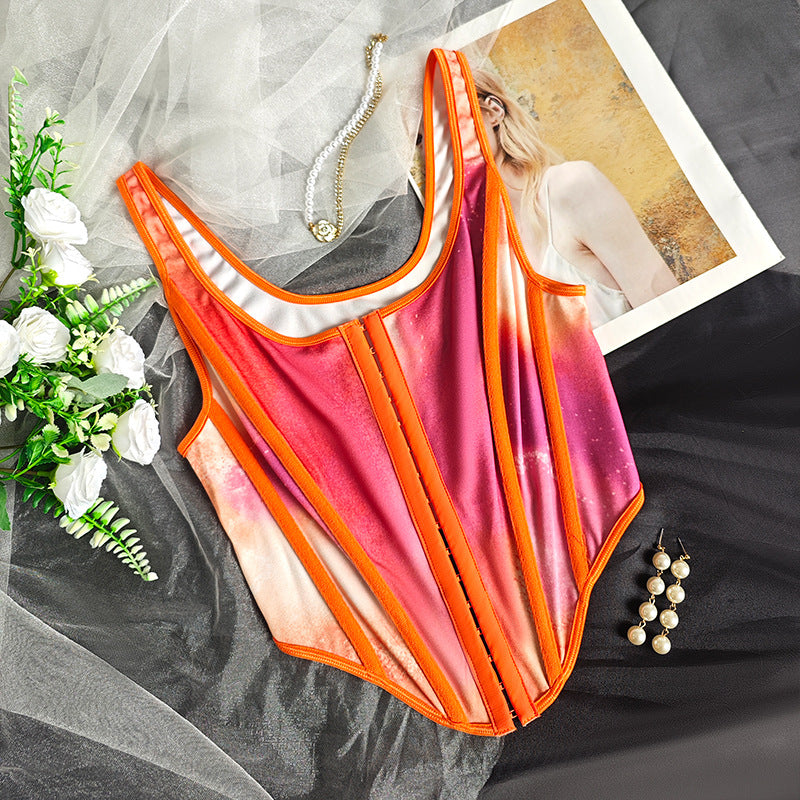 Contrast Color Back Detail Tank Top with Slim Strap Design for Women | noémi