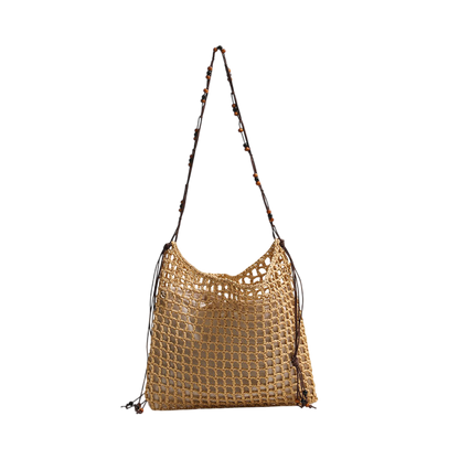 Summer Straw Woven Bag With Lace Up Pattern Suitable For Women Beach Vacation Beach Bag