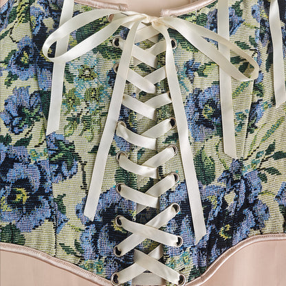 Printed Lace Up Corset Top | Floral Wide Strap Vest | noémi